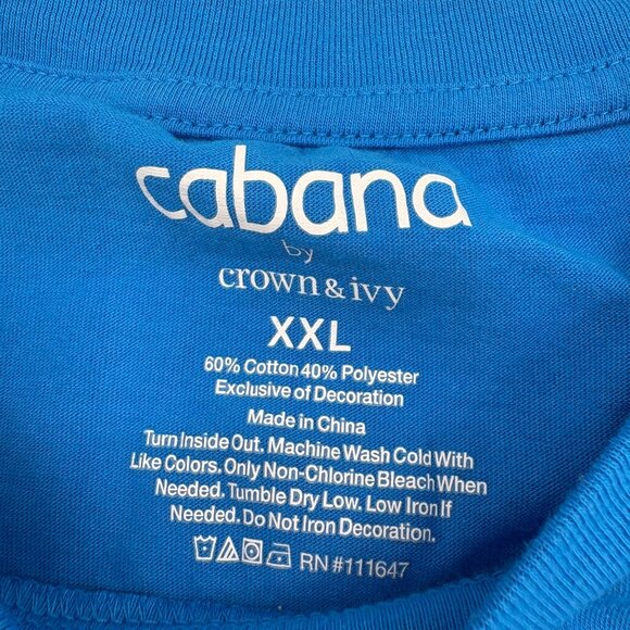 Color Block Cabana By Crown & Ivy T-Shirt XXL Blue/Pink/Teal Cotton/Polyester - Picture 2 of 4